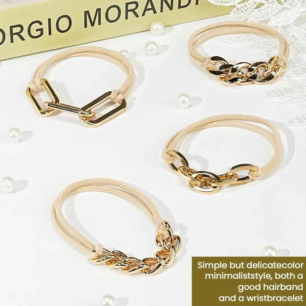 4-Pack Golden Tone Hair Ties